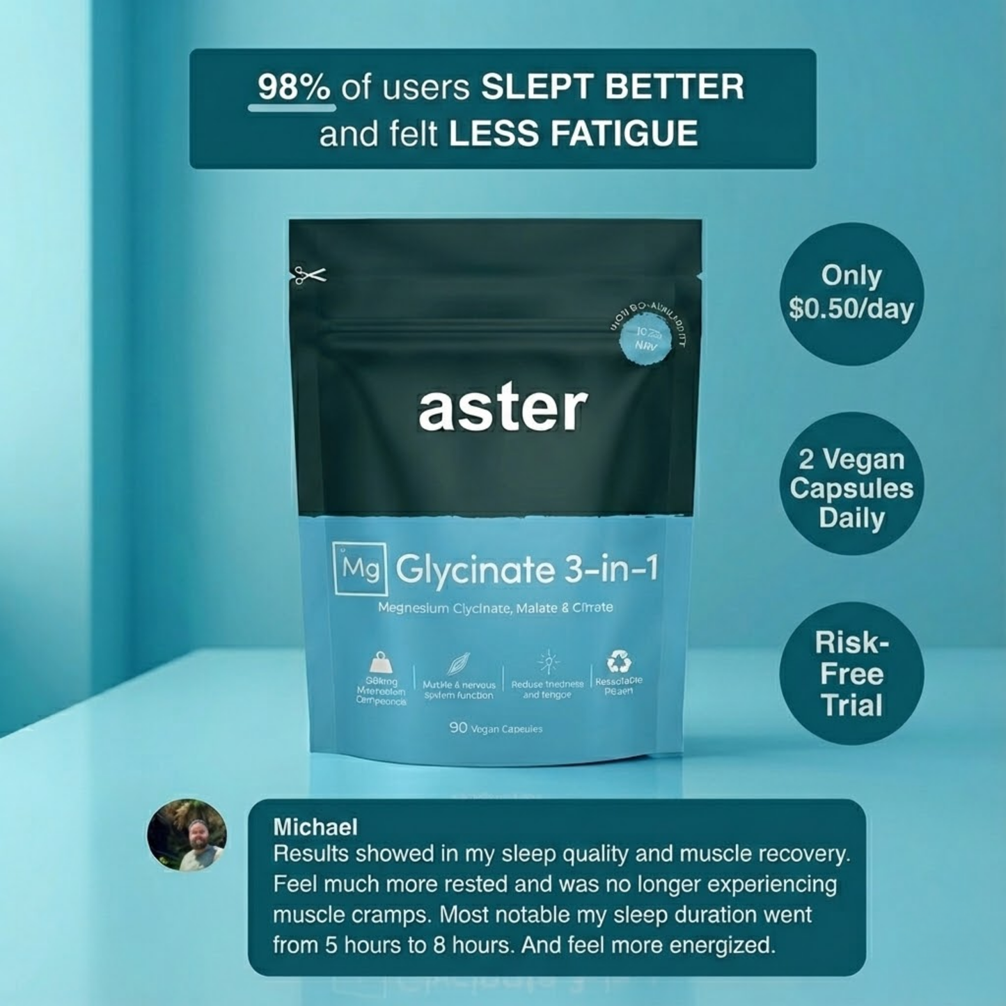 Aster Magnesium Glycinate 3-in-1 Balance+